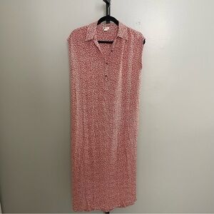 Billabong Ditsy Floral Print Sleeveless Button Down Midi Dress Boho Size Medium